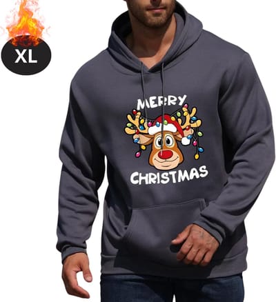 Bovista Kersttrui - Heren - Foute Kersttrui - Christmas Sweater - Cartoonprint - Kerst Sweater - Christmas Jumper - Hoodie - Donkergrijs - XL
