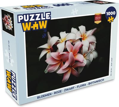 Puzzel Bloemen - Roze - Zwart - Flora - Botanisch - Legpuzzel - Puzzel 1000 stukjes volwassenen
