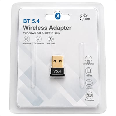 Techidna® - Bluetooth Adapter (V5.4) - USB Bluetooth Dongle - Bluetooth Ontvanger - Plug & Play - Windows 11/10/8.1/8/7