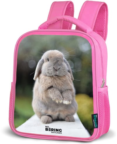 NoBoringSuitcases.com® - Rugzak roze - Schooltas meisjes - Konijn - Dieren - Kinderen - Natuur - Kinder rugtas meisje - Boekentas kind - Kinderrugzak voor school - Schoolrugzak