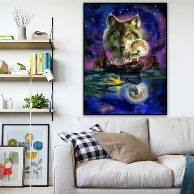 Volledige diamant borduurwerk dier  Wolf  5D Diamond schilderij kruissteek 20X30