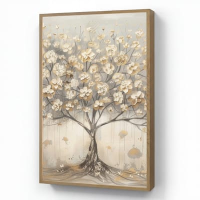 Wandlamp 60x90 cm - Oplaadbaar - Boom - Beige - Goud - Verflook - Grijs - Wandlampen binnen woonkamer - Slaapkamer lamp - Decoratieve nachtlamp - Vloerlamp draadloos