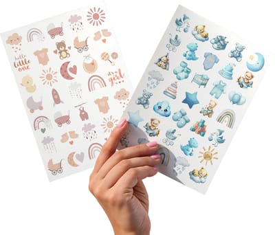 Baby Stickers – 2 Grote Stickervellen – Baby Meisje & Jongen - 70 Stickers