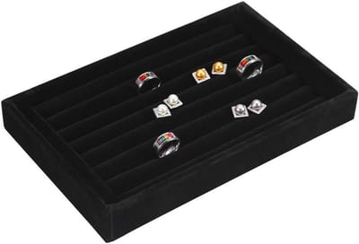 Elegante Ringdoos met 7 Slots voor 50-70 Ringen in Velours - Perfect voor Sieradenopslag en Presentatie