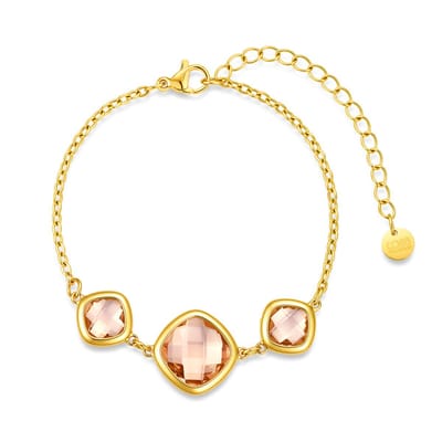 CO88 Collection 8CB-91414 – Dames Armband – Goudkleurig – Oranje Glasstenen – Verstelbaar