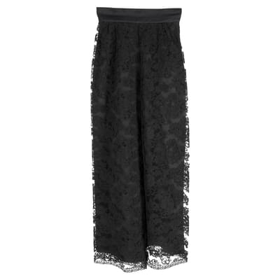 Valentino Boutique broek met wijde pijpen en kanten details in zwart polyester