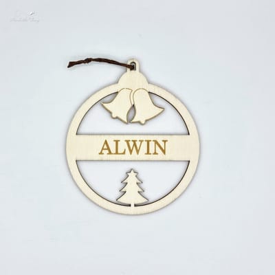 [Nice Little Things] -Houten Kerstbal - met Naam - Multiplex