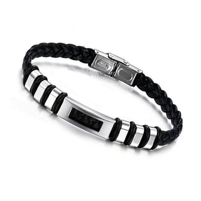 Aramat Jewels | Armbanden | Stoere Rvs Accenten Lederen Armband | | | |10mm | Leer | Volwassenen | Verkleurd niet