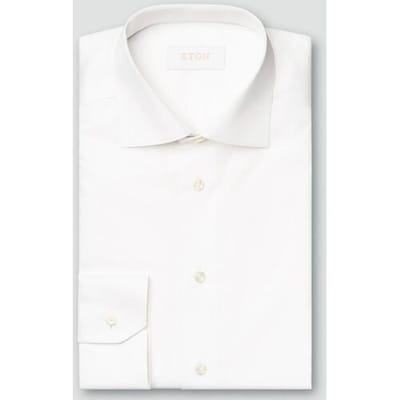 Eton Overhemd Luxury Supima 120 Organic Cotton Twill Mother of Pearl Buttons Wit / male