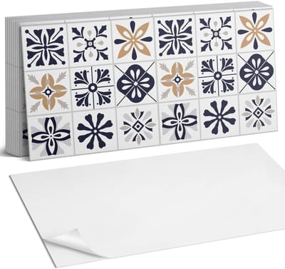 Coloray Plaktegels - Decoratieve patronen in tegels Zelfklevende Wandtegels - 40 cm x 20 cm - Marine Plaktegels - 10 stuks - Rechthoek PVC Tegels - Plaktegels Badkamer - Vloertegels Zelfklevend - Vinyl Tegels - Portugese Tegels