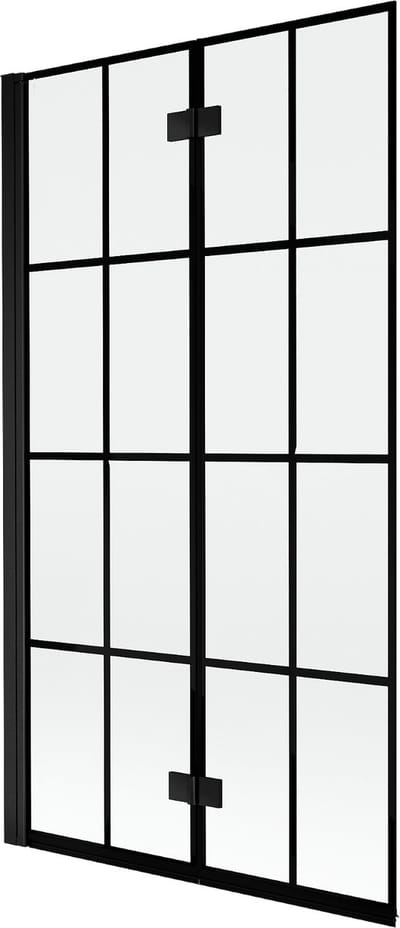 Mexen Mist badscherm 2-delig links 100 x 150 , zwart raster, zwart - 8A9-100-002-70-77-L