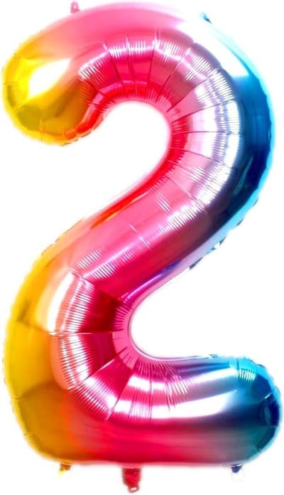 Ballon Cijfer 2 Jaar Regenboog Verjaardag Versiering Cijfer Helium Ballonnen Regenboog Feest Versiering 70 Cm Met Rietje