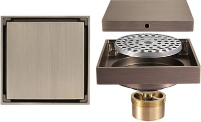 10*10 cm - Volledig koperen vloerafvoer voor de badkamer - Onzichtbare vloerafvoer - Geurwerende afdekking voor vloerafvoer - Geschikt voor keukens en gezinsdoucheruimtes