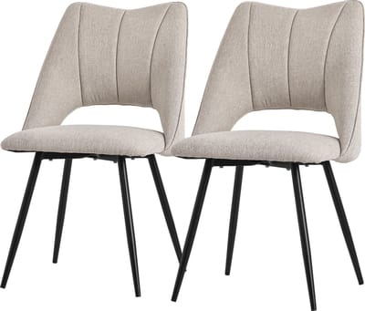 Eetkamerstoel set van 2 Beige gestoffeerd incl. montagemateriaal Gestoffeerde stoel Keukenstoel ML design