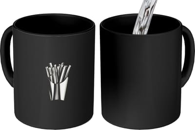 Magische Mok - Foto op Warmte Mokken - Koffiemok - Frietjes - Futuristisch - Zilver - Magic Mok - Beker - 350 ML - Theemok