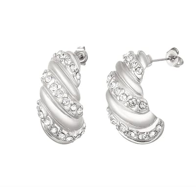 Oorbellen - Luxe - Twisted Zircon - Zilverkleurig