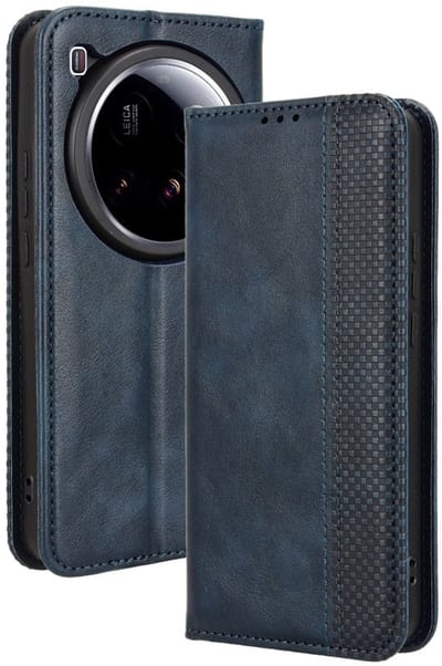 Coverup Hoesje - Geschikt voor Xiaomi 15 Ultra Hoesje - Coverup Vintage Style Book Case - Blauw