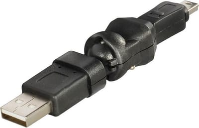 USB Mini B naar USB-A adapter - 360° draaibaar / zwart