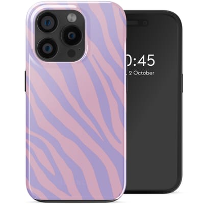 Selencia Hoesje - Geschikt voor Apple iPhone 15 Pro - Backcover geschikt voor MagSafe - Zebra Light Pink Lilac