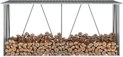 Houten brandhout opslag - Houtopslag rek - Brandhout bewaren - Verzinkt staal constructie - 330 x 84 x 152 cm