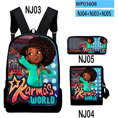 Klassieke Karma's Wereld Tv Show 3D Print 3 stuks/Set leerling Schooltassen Laptop Dagrugzak Rugzak Schuin gedragen schoudertas Etui