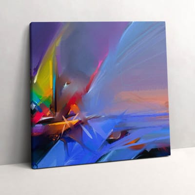 Wallfluent Foto Op Canvas Zeegezicht - 60 x 60 cm - Blauw Schilderij Op Canvas - Abstract Foto Op Doek - Imitatie van een olieverfschilderij Schilderij Doek - Abstract Schilderij Canvas