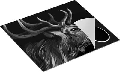 Chefcare Inductie Beschermer Hertenkop - Hert - Abstract - Kleur - Zwart Wit - 60x50 cm - Afdekplaat Inductie - Kookplaat Beschermer - Inductie Mat