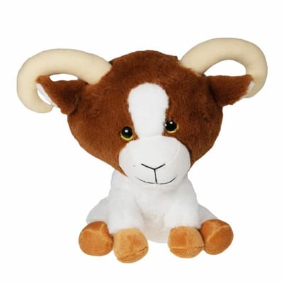 Knuffeldier Geit bok - zachte pluche stof - veel details - bruin/wit - 30 cm - Cadeau - Kinderen