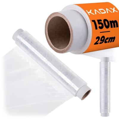 KADAX vershoudfolie op rol, 29 cm x 150 m, transparante folie voor het vers houden van levensmiddelen, afdekken en luchtdicht verpakken, grote keukenfolie