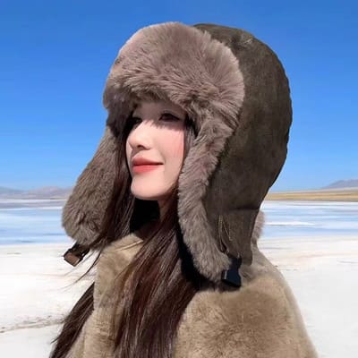 Winter oorkap muts - Leren waterdichte muts - Winter oorkap skimuts - Koude en winddichte muts - Verdikt en warm - Unisex - Geschikt voor skiën, wandelen, reizen, jagen - Donkerbruin