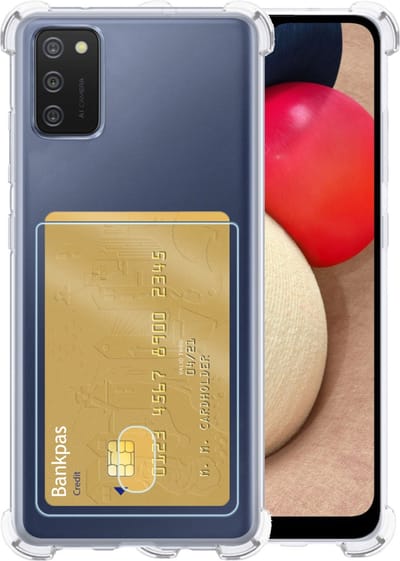 Hoesje - Geschikt voor Samsung Galaxy A02s - Met Pashouder en Kaarthouder - Telefoon Hoes Shockproof - Siliconen Case - Back Cover - Shock Proof - Pasjes Houder - Telefoonhoesjes - Transparant