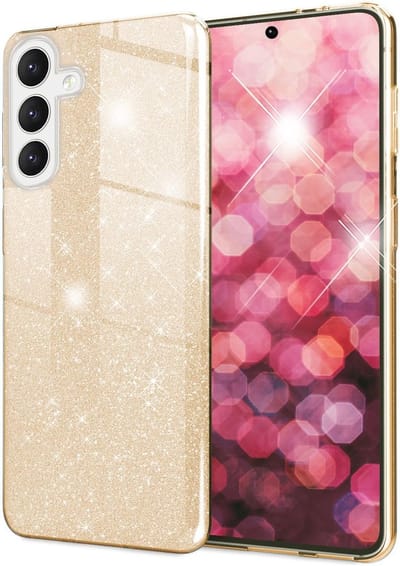 Casemania Hoesje Geschikt voor Samsung Galaxy A26 - Goud - Glitter Back Cover