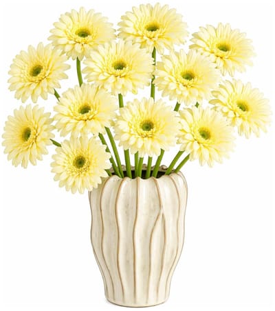 Mica Decorations Kunstbloem Gerbera Floral - 10x - H60 cm - geel - kunststof - stelen kunstbloemen - boeket - rozen bloemetjes