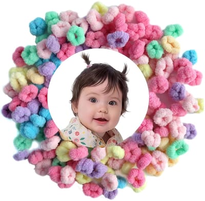 Mini Haarelastiekjes - Set Van 200 - Zachte Pluche Stof - Knelt Niet Beschadigt Huid Niet - Voor Dun Haar/Babyhaar - Voor Baby/Peuter/Jonge Meisjes - Roze/Geel/Blauw/Wit/Lavendel - Buitendiameter 20mm (Dikte 8mm) - 200 Stuks