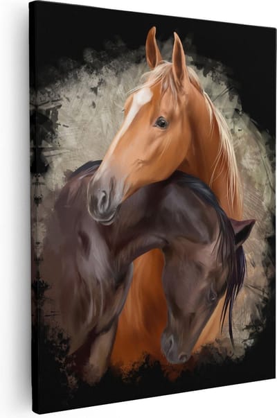 Artaza Canvas Schilderij Paard - 40x50 cm - Wanddecoratie Paarden - Muurdecoratie Dieren - Kamer Accessoires