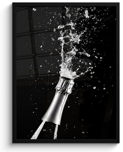 Fotolijst inclusief poster - Posterlijst 50x70 cm - Posters - Champagne - Zwart - Spetters - Popping - Foto in lijst - Keuken decoratie muur - Wanddecoratie accessoires - Muurdecoratie - Schilderijen