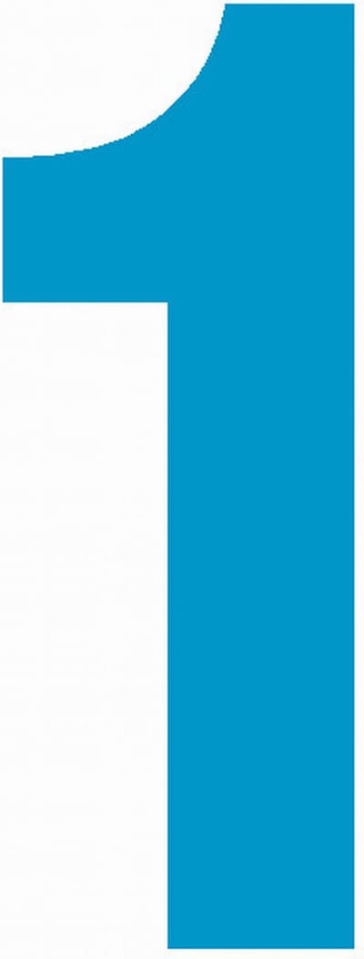 Cijfersticker nr. 1 lichtblauw 10x5cm, plakcijfer, huisnummersticker, containersticker, magazijn sticker