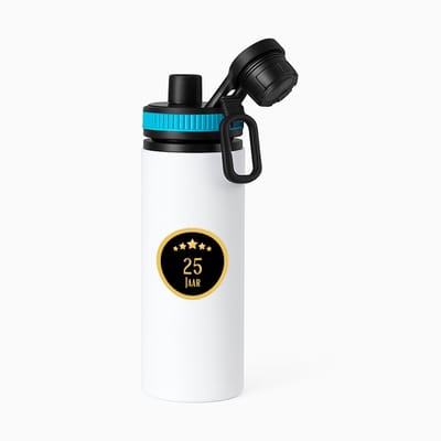 Hacebo® - 25 jaar waterfles met draaidop blauw - iemand die 25 jaar is geworden of 25 jaar lang een relatie hebben of getrouwd zijn - verjaardagscadeau - verjaardag - cadeau - kado - geschenk - gift - relatie - water fles - 850ML