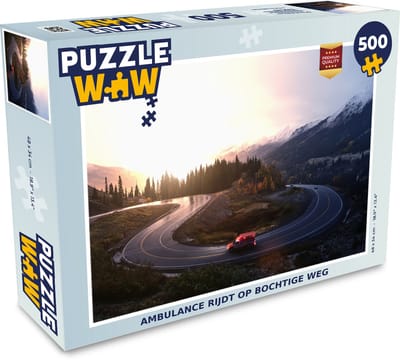 Puzzel Ambulance rijdt op bochtige weg - Legpuzzel - Puzzel 500 stukjes