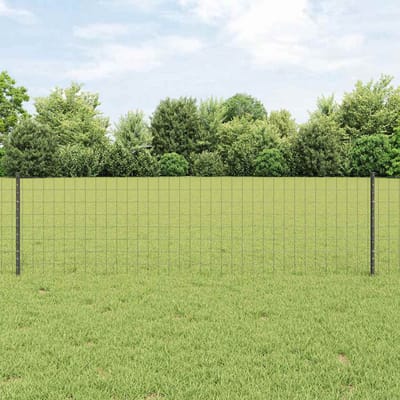 vidaXL - Euro-hek - met - palen - 25 - x - 0,6 - m - PVC-Coated - Staal - Grijs - Mesh