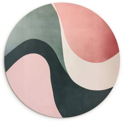 WallCircle® Wandcirkel 120x120 cm - Muurcirkel Abstract - Golven - Sierlijk - Roze - Muurdecoratie woonkamer - Wanddecoratie slaapkamer - Kamer decoratie accessoires - Ronde schilderijen XXL