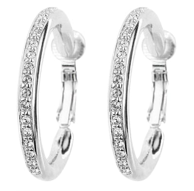 Traveller Clip Oorbellen - Oorclips Dames - Oorringen - Zilverkleurig - Kristal - Preciosa Crystals - Ringen 33 mm - Geplatineerd - 155836