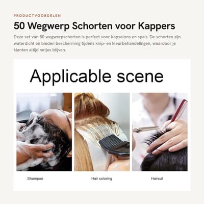 Dailygoods- Wegwerpschorten 50 Stuks - Waterdicht Kapmantel - Kappersjurk - Haar Knippen/Verven - 64 x 82 cm - Geschikt voor Kapsalon/Spa - Kappersschort