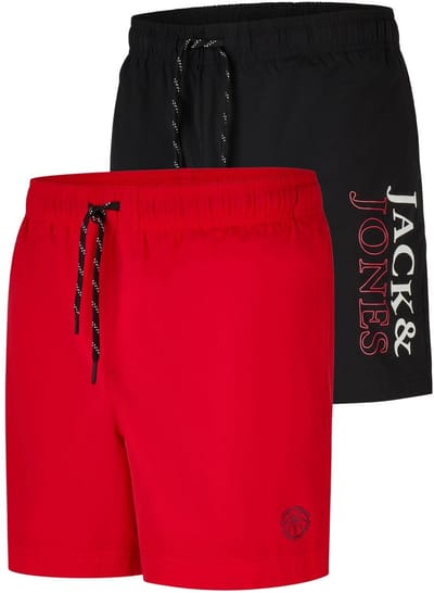 Jack & Jones Heren Short JPSTMAUI Swim Mix 2 Pack regular fit Rood S Volwassenen Zwemshort / Zwembroek