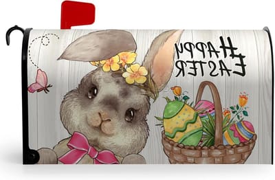 Brievenbus Cover - Paasdecoratie - Buiten Versieren - Magnetisch en Waterdicht - 65x53 cm - Paashaas Motief