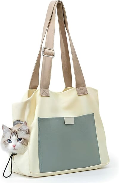 Dieren Reistas - Huisdier Schoudertas - Reizen Buiten - Verstelbare Schouderband - 36x14x30 cm - Beige