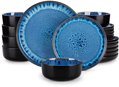 Gilded Serviesset – 6 persoons – 24 delig – Blauw Keramisch – Dinerborden – Breakfast Plates