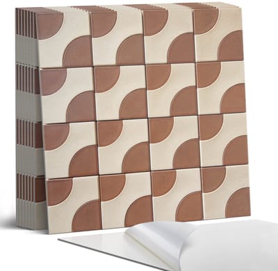 Coloray Plaktegels - Geometrisch gepatroneerde tegels Portugese Tegels - 30 cm x 30 cm - Bruin Plaktegels - 9 stuks - Vierkant PVC Tegels - Plaktegels Keuken - Zelfklevende Vloertegels - Vinyltegels Vloer Zelfklevend - Zelfklevende Tegels