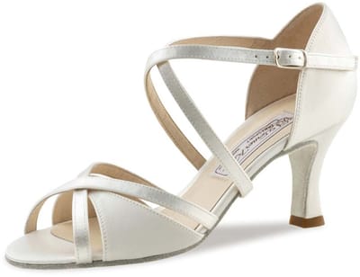 Werner Kern July Dansschoenen Dames Wit Satijn - Bruidsschoenen met suede zool - Hak 6,5 cm - Open teen - Salsa, Latin, Ballroom, Kizomba - Werner Kern Bridal - Wit - 44