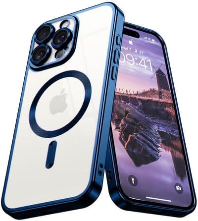Hoesje Geschikt voor: iPhone 16 Pro Magsafe Compatible - Blauw - Back Cover met ingebouwde camera glas bescherming